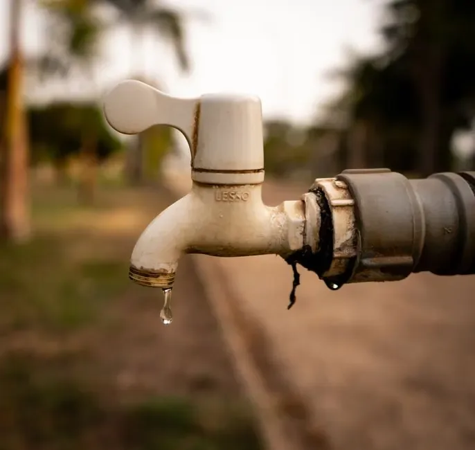 Dripping outdoor water spigot